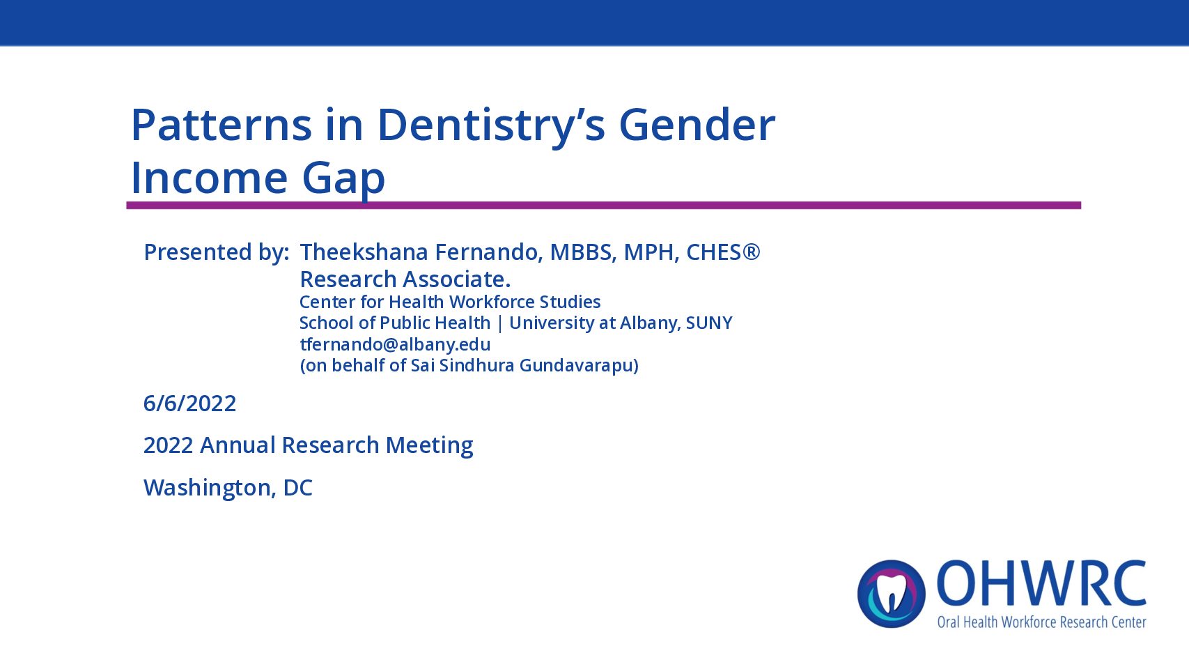 Patterns in Dentistry’s Gender Income Gap